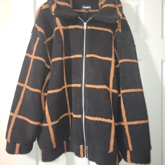Express Plaid Teddy Sherpa Jacket - Picture 8 of 8